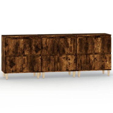 vidaXL Ντουλάπια 3 τεμ. Καπνιστή Δρυς 60x35x70cm Επεξεργασμένο Ξύλο
