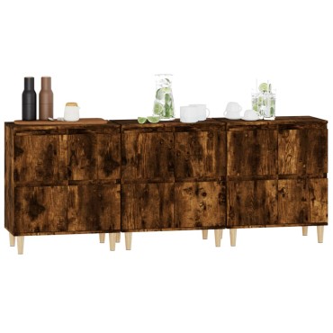 vidaXL Ντουλάπια 3 τεμ. Καπνιστή Δρυς 60x35x70cm Επεξεργασμένο Ξύλο