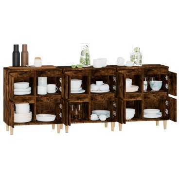 vidaXL Ντουλάπια 3 τεμ. Καπνιστή Δρυς 60x35x70cm Επεξεργασμένο Ξύλο