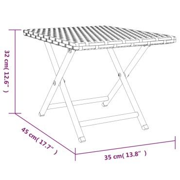 vidaXL Τραπέζι Πτυσσόμενο Μαύρο 45x35x32cm από Συνθετικό Ρατάν 1 τεμ.