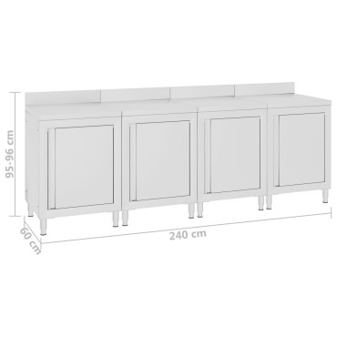 vidaXL Ερμάριο Πάγκος Εργασίας 240 x 60 x 96 εκ. από Ανοξείδωτο Ατσάλι