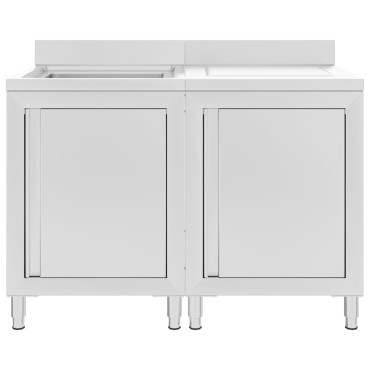 vidaXL Λάντζα Κλειστή με Ερμάριο 120 x 60 x 96 εκ. Ανοξείδωτο Ατσάλι
