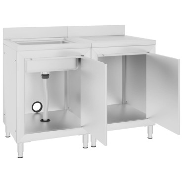 vidaXL Λάντζα Κλειστή με Ερμάριο 120 x 60 x 96 εκ. Ανοξείδωτο Ατσάλι