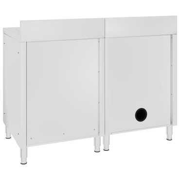 vidaXL Λάντζα Κλειστή με Ερμάριο 120 x 60 x 96 εκ. Ανοξείδωτο Ατσάλι