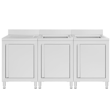 vidaXL Λάντζα Κλειστή με Ερμάριο 180 x 60 x 96 εκ. Ανοξείδωτο Ατσάλι