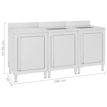 vidaXL Λάντζα Κλειστή με Ερμάριο 180 x 60 x 96 εκ. Ανοξείδωτο Ατσάλι