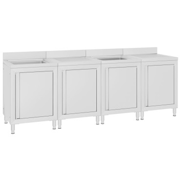 vidaXL Λάντζα Κλειστή με Ερμάριο 240 x 60 x 96 εκ. Ανοξείδωτο Ατσάλι