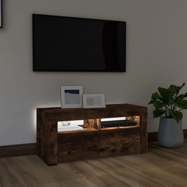 vidaXL Έπιπλο Τηλεόρασης με LED Καπνιστή Δρυς 90x35x40cm
