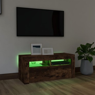 vidaXL Έπιπλο Τηλεόρασης με LED Καπνιστή Δρυς 90x35x40cm