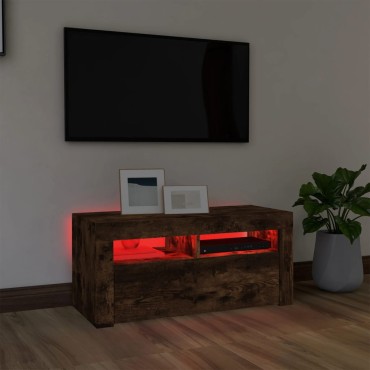 vidaXL Έπιπλο Τηλεόρασης με LED Καπνιστή Δρυς 90x35x40cm