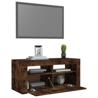 vidaXL Έπιπλο Τηλεόρασης με LED Καπνιστή Δρυς 90x35x40cm
