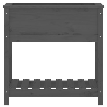 vidaXL Ζαρντινιέρα με Ράφι Γκρι 82,5x34,5x81 εκ. Μασίφ Ξύλο Πεύκου