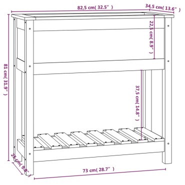 vidaXL Ζαρντινιέρα με Ράφι Γκρι 82,5x34,5x81 εκ. Μασίφ Ξύλο Πεύκου