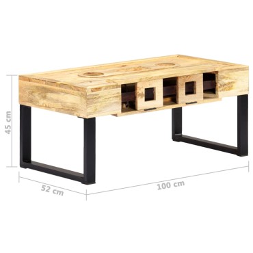 vidaXL Τραπέζι Σαλονιού Στιλ Κασέτας 100x52x45cm Μασίφ Ξύλο Μάνγκο 1 τεμ.