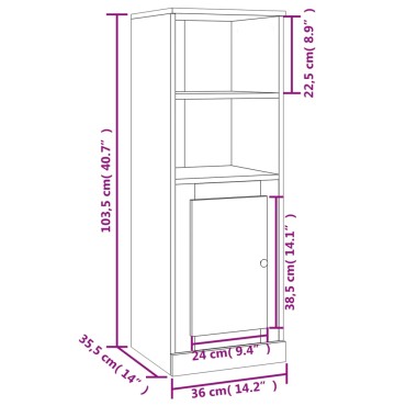vidaXL Ντουλάπι Μαύρο 36x35,5x103,5cm από Επεξεργασμένο Ξύλο 1 τεμ.