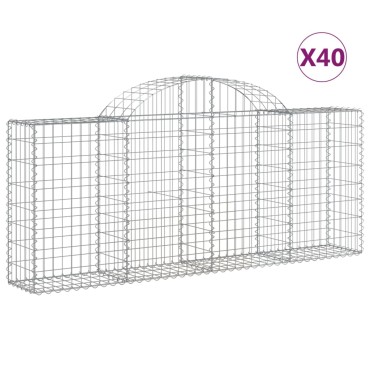 vidaXL Συρματοκιβώτια Τοξωτά 40 τεμ. 200x30x80/100 εκ. Γαλβαν. Ατσάλι