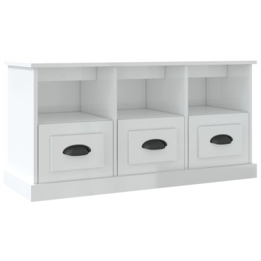 vidaXL Έπιπλο Τηλεόρασης Γυαλ. Λευκό 100x35x50cm Επεξεργασμένο Ξύλο