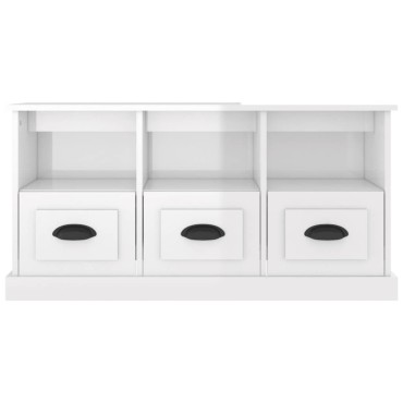 vidaXL Έπιπλο Τηλεόρασης Γυαλ. Λευκό 100x35x50cm Επεξεργασμένο Ξύλο
