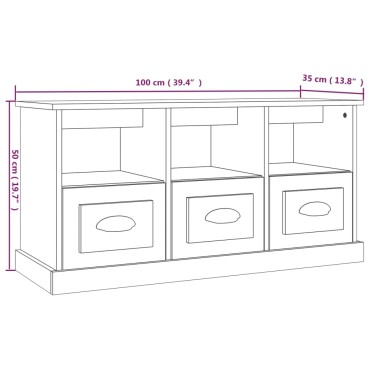 vidaXL Έπιπλο Τηλεόρασης Γυαλ. Λευκό 100x35x50cm Επεξεργασμένο Ξύλο