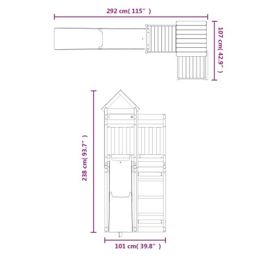 vidaXL Παιδική Χαρά Εξωτερικού Χώρου από Μασίφ Ξύλο Ψευδοτσούγκας