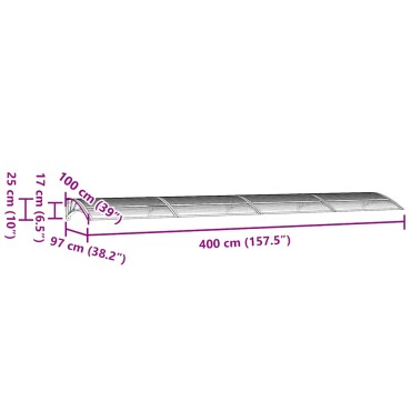 vidaXL Στέγαστρο Πόρτας Γκρι 400 x 100 εκ. από Πολυκαρβονικό