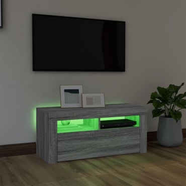 vidaXL Έπιπλο Τηλεόρασης με LED Γκρι Sonoma 90x35x40cm