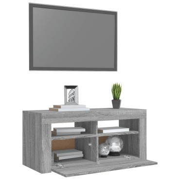 vidaXL Έπιπλο Τηλεόρασης με LED Γκρι Sonoma 90x35x40cm