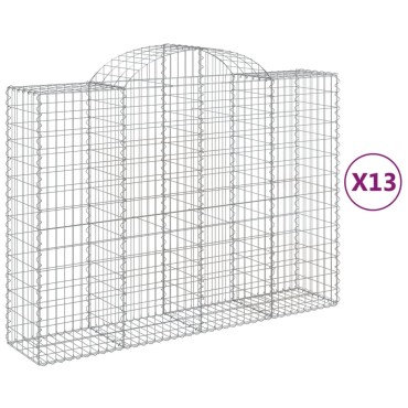 vidaXL Συρματοκιβώτια Τοξωτά 13 τεμ. 200x50x140/160 εκ. Γαλβαν. Ατσάλι