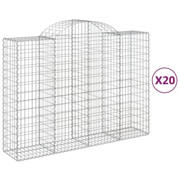 vidaXL Συρματοκιβώτια Τοξωτά 20 τεμ. 200x50x140/160 εκ. Γαλβαν. Ατσάλι