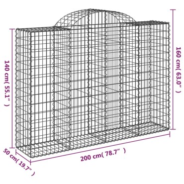 vidaXL Συρματοκιβώτια Τοξωτά 20 τεμ. 200x50x140/160 εκ. Γαλβαν. Ατσάλι