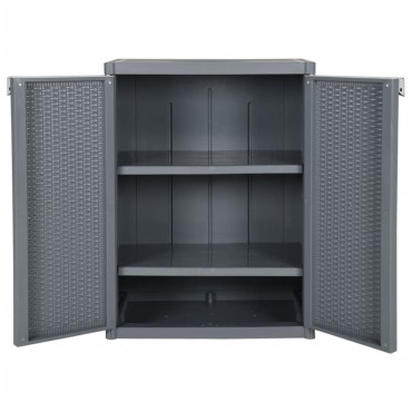 vidaXL Ντουλάπι Αποθήκευσης Κήπου Γκρι 65x45x88cm από Ρατάν PP 1 τεμ.