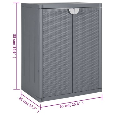 vidaXL Ντουλάπι Αποθήκευσης Κήπου Γκρι 65x45x88cm από Ρατάν PP 1 τεμ.