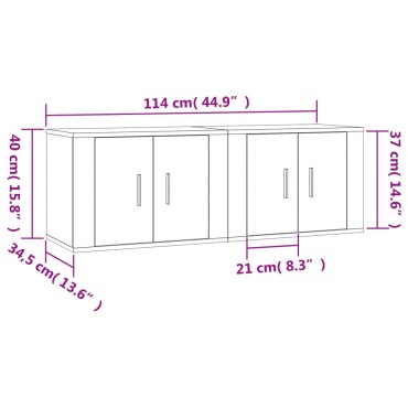 vidaXL Έπιπλα Τηλεόρασης Επιτοίχια 2 τεμ. Γκρι Sonoma 57x34,5x40cm
