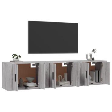 vidaXL Έπιπλα Τηλεόρασης Επιτοίχια 3 τεμ. Γκρι Sonoma 57x34,5x40cm