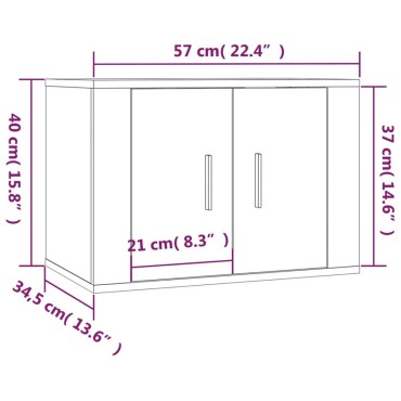 vidaXL Έπιπλα Τηλεόρασης Επιτοίχια 3 τεμ. Γκρι Sonoma 57x34,5x40cm