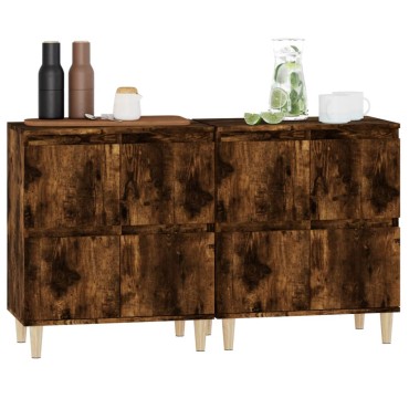 vidaXL Ντουλάπια 2 τεμ. Καπνιστή Δρυς 60x35x70cm Επεξεργασμένο Ξύλο