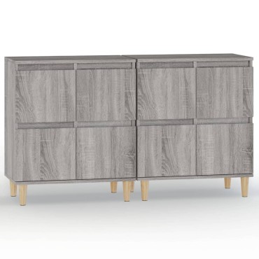 vidaXL Ντουλάπι 2 τεμ. Γκρι Sonoma 60x35x70cm από Επεξεργασμένο Ξύλο