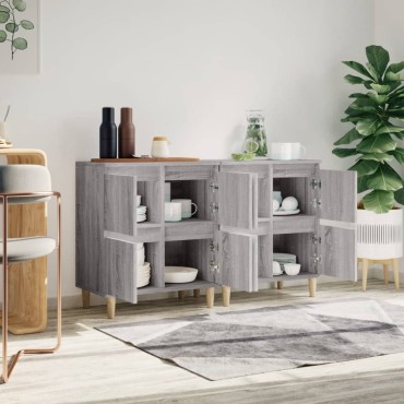 vidaXL Ντουλάπι 2 τεμ. Γκρι Sonoma 60x35x70cm από Επεξεργασμένο Ξύλο