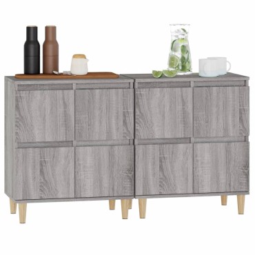 vidaXL Ντουλάπι 2 τεμ. Γκρι Sonoma 60x35x70cm από Επεξεργασμένο Ξύλο