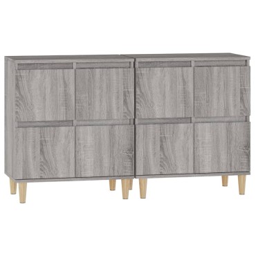 vidaXL Ντουλάπι 2 τεμ. Γκρι Sonoma 60x35x70cm από Επεξεργασμένο Ξύλο