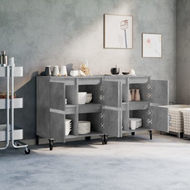 vidaXL Ντουλάπια 2 τεμ. Γκρι Σκυροδέματος 60x35x70cm Επεξεργ. Ξύλο