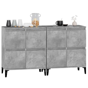 vidaXL Ντουλάπια 2 τεμ. Γκρι Σκυροδέματος 60x35x70cm Επεξεργ. Ξύλο