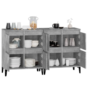 vidaXL Ντουλάπια 2 τεμ. Γκρι Σκυροδέματος 60x35x70cm Επεξεργ. Ξύλο