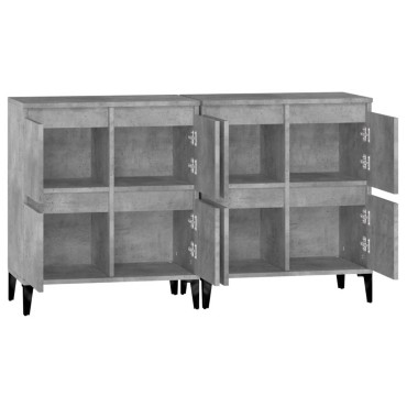 vidaXL Ντουλάπια 2 τεμ. Γκρι Σκυροδέματος 60x35x70cm Επεξεργ. Ξύλο