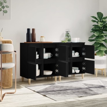 vidaXL Ντουλάπια 2 τεμ. Μαύρα 60x35x70cm Επεξεργασμένο Ξύλο