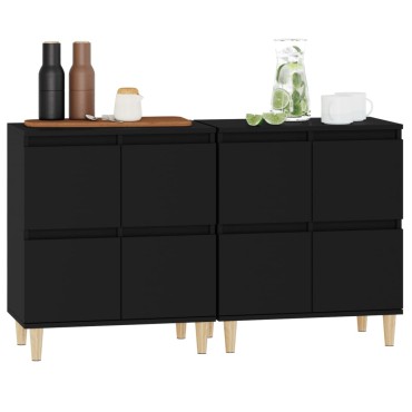 vidaXL Ντουλάπια 2 τεμ. Μαύρα 60x35x70cm Επεξεργασμένο Ξύλο