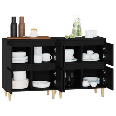 vidaXL Ντουλάπια 2 τεμ. Μαύρα 60x35x70cm Επεξεργασμένο Ξύλο