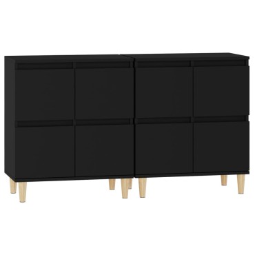 vidaXL Ντουλάπια 2 τεμ. Μαύρα 60x35x70cm Επεξεργασμένο Ξύλο