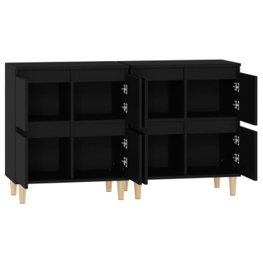 vidaXL Ντουλάπια 2 τεμ. Μαύρα 60x35x70cm Επεξεργασμένο Ξύλο