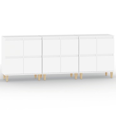 vidaXL Ντουλάπια 3 τεμ. Λευκό 60x35x70cm Επεξεργασμένο Ξύλο